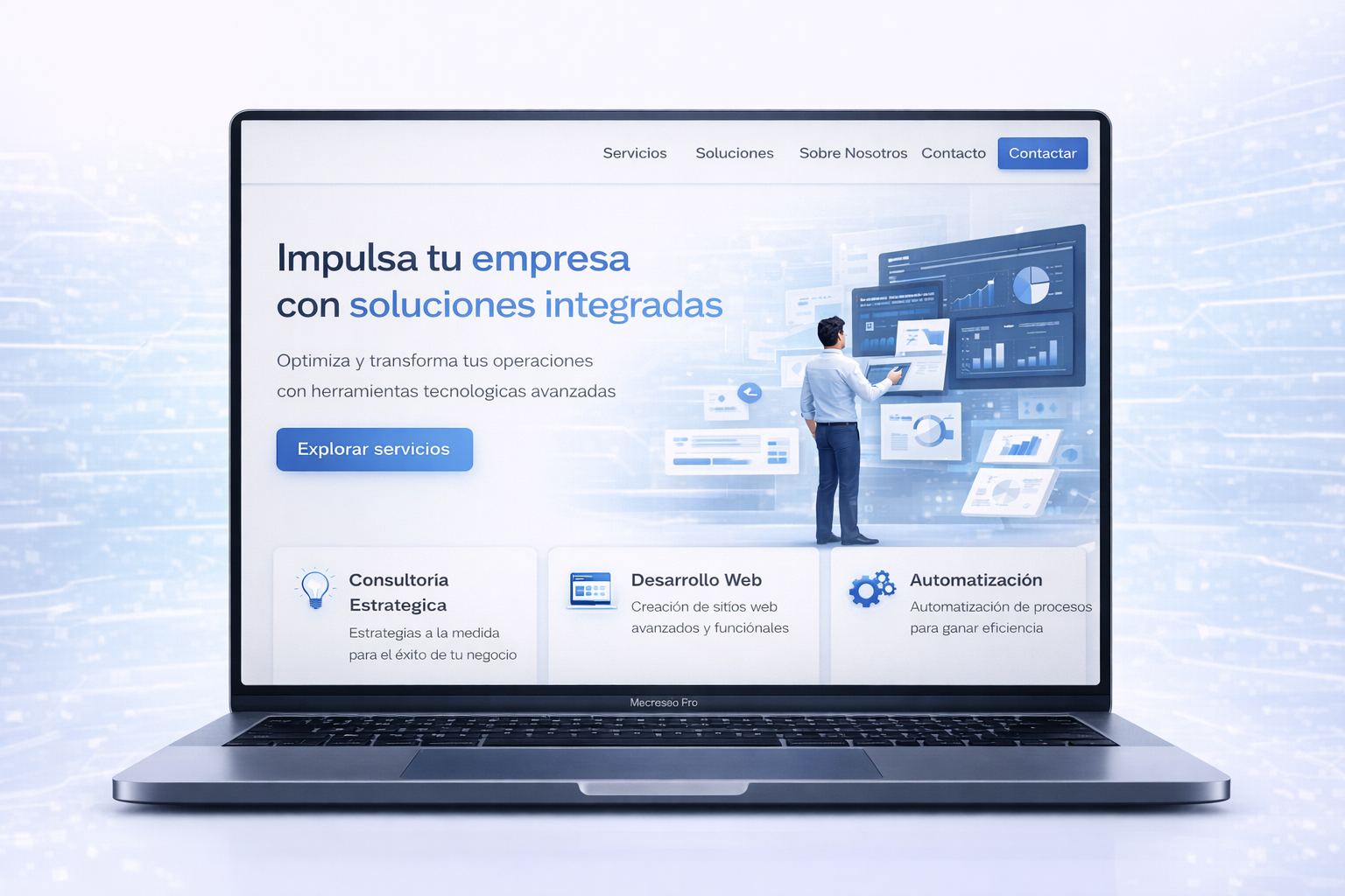 Mockup de sitio web corporativo moderno en laptop
